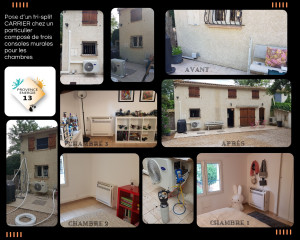 Photo de galerie - Installation d'un tri-split CARRIER et trois consoles murales