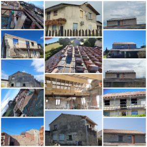 Photo de galerie - Démontage d'une toiture,  rehaussement d'un mur,  pose d'une charpente traditionnelle,  couverture en tuile mécanique,  pose de goutiere en zing