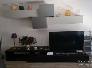 Photo de galerie - Pose de meuble design haut et bas dans un salon 