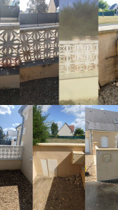 Photo de galerie - Nettoyage muret,pignon avant après 