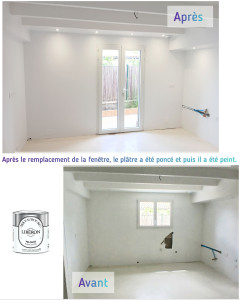 Photo de galerie - Après le remplacement de la fenêtre, le plâtre a été poncé et puis il a été peint (blanc épure)