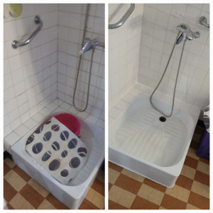 Photo de galerie - Travaux réalisés :

Dépose de 
l'ancien joint d'étanchéité de la salle de bain, préparation des supports,puis réalisation d'un nouveau joint en silicone sanitaire afin d'écarter d'assurer une parfaite étanchéité autour et dans les équipements sanitaires.