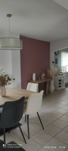 Photo de galerie - Ce décor a été réalisé récemment 
dans salon et séjour très belle harmonie des couleurs blanc et vieux rose aspect mat