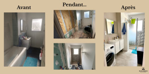 Photo de galerie - Rénovations complète de la salle de bain et optimisation de l’espace en remplacent la baignoire par un bac à douche 