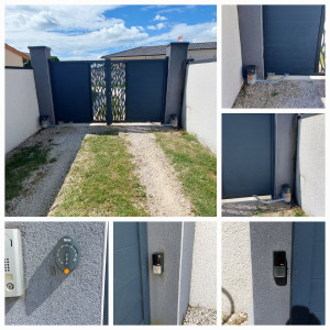 Photo de galerie - Remplacement d'un moteur de portail battant avec cellule et digicode, de marque NICE.