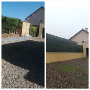 Photo de galerie - Réalisation d'un mur plus pose de clôture 