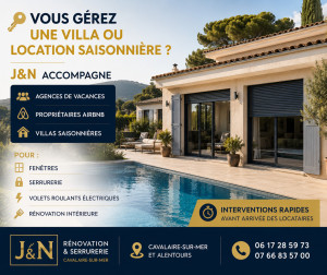 Photo de galerie - Bonjour, nous sommes installés sur Cavalaire pour la saison.
J&N intervient rapidement pour serrurerie, volets roulants, fenêtres et petites rénovations avant arrivée des locataires.