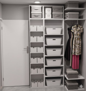 Photo de galerie - La même pièce aménagée en dressing parfaitement rangé et organisé