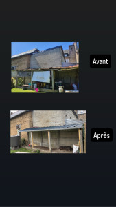 Photo de galerie - Dépose et repose d’une ossature complète d’un abris de jardin + toit 