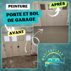 Photo de galerie - Peinture porte et sol d'un garage