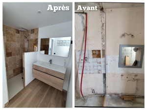 Photo de galerie - Rénovation complète d'une salle de bain de A à Z: plomberie, placo, peinture , carrelage, pose meubles 