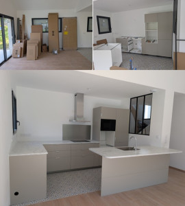 Photo de galerie - Montage et pose cuisine IKEA avec îlot comportant évier + électricité