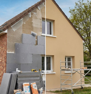 Photo de galerie - Rénovation énergétique par isolation extérieure (ITE) réalisée par notre Artisan BTP.