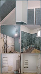Photo de galerie - Très beau projet, une nouvelle et magnifique salle de bain pour nos clients qui on était plus que ravis de notre intervention, placo, joint et peinture ! 