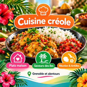 Photo de galerie - Passionnée de cuisine créole, je propose des spécialités réunionnaises et antillaises : apéritifs, caris, rougails, colombo et plats traditionnels faits maison, préparés avec soin et amour. 