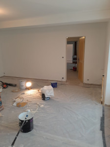 Photo de galerie - Préparation et mise en peinture des murs avec protection du chantier 