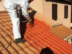 Photo de galerie - Mise en peinture sur couverture avec le nettoyage au préalable de la couverture peinture adaptée à la tuile et aux attempéries déplacement et devis gratuit