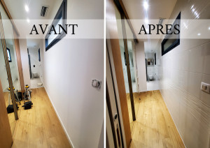 Photo de galerie - Rénovation salle de bain (faïence, montage meuble, miroir, peinture ...)