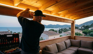 Photo de galerie - Installation d'un bandeau led sur une terrasse
