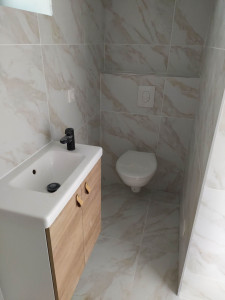 Photo de galerie - Installation meuble plus vasque plus WC suspendu 