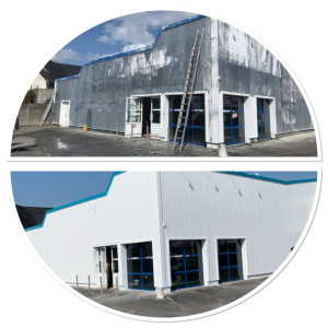 Photo de galerie - Mise en peinture par pistolet airless de ce bâtiment en tôle 