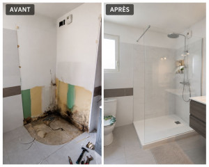 Photo de galerie - Remplacement d'une cabine de douche par un receveur extra-plat avec paroi fixe