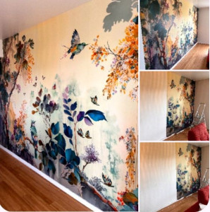 Photo de galerie - Papier peint panoramique de salon 2,40×4,60 m2