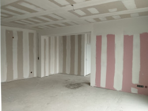 Photo de galerie - Pose des rails façon optima. isolation pose de BA13 et enduit 