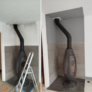 Photo de galerie - Peinture de couleur autour d'un poêle