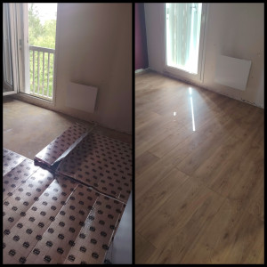 Photo de galerie - Pose parquet chambre 