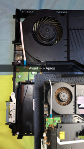 Photo de galerie - Nettoyage complet d’une PS4, changement pâte thermique et nettoyage complet (photo avant -> après)