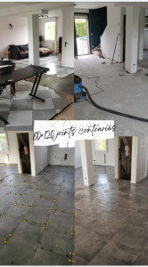 Photo de galerie - Ragréage
Carrelage 60×120 structuré, marbré
Pose joints contrariés à la cale autonivelante