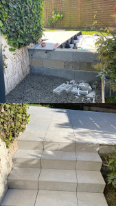 Photo de galerie - Marches + carrelage sur plots 