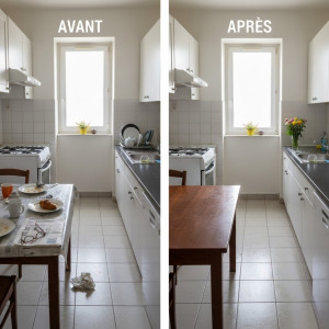 Photo de galerie - Une cuisine AVANT-APRÈS le passage ménage 