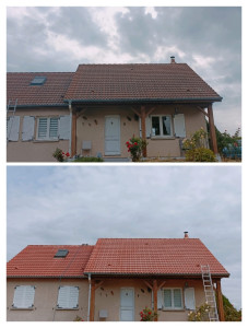 Photo de galerie - Traitement traitement, nettoyage de tuiles avant après