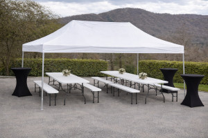 Photo de galerie - Loction barnum pro alu 55 avec ou sans les côtés.
Poid de lestage fournie avec le montage.