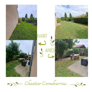 Photo de galerie - Chantier à Cornebarrieu de taille et de tonte.