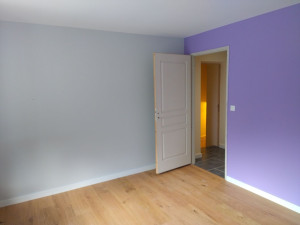 Photo de galerie - Création d'une chambre mur en placo isolé parquet plafond porte et peinture