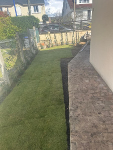 Photo de galerie - Plantation jasmin/photinia 
 gazon placage 