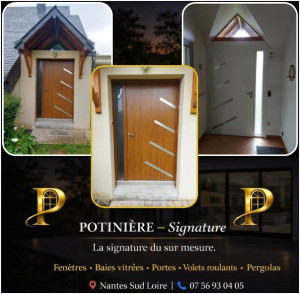 Photo de galerie - Remplacement en dépose totale d’une porte d’entrée avec vitrage décoratif et imposte. Adaptation sur mesure, pose soignée avec finitions précises pour garantir étanchéité, isolation et sécurité, avec un rendu moderne et durable.