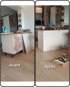 Photo de galerie - Pose de carrelage sur l'arrière d'un meuble de cuisine (îlot central)