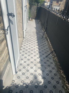 Photo de galerie - Pose carreaux de ciment extérieur 