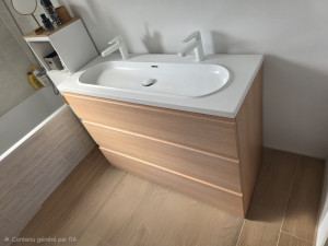 Photo de galerie - Pause et raccordement d'un meuble double vasque.