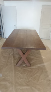 Photo de galerie - Fabrication d'une table en mélèze et douglas 