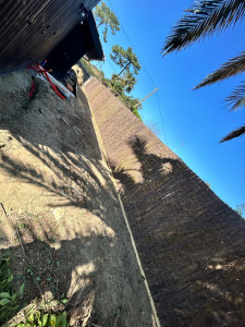 Photo de galerie - Pose d’une brande de bruyère sur 80m avec soubassement en acacias et piquets scié en acacias 