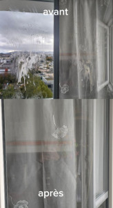 Photo de galerie - Lavage de vitre à l'aide de outil de travail la vitre était vraiment sale mais j'ai réussi à bien la nettoyer même si il y avait des tâches très dur à enlever. 
Merci 