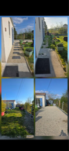 Photo de galerie - Terrassement allé en cailloux de finition geotextile 