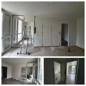 Photo de galerie - Démolition de cloisons, ouverture de salons avec la cuisine 
