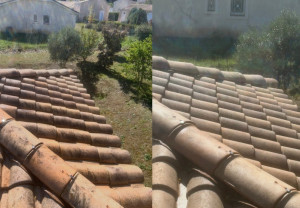 Photo de galerie - Nettoyage toiture avant après 