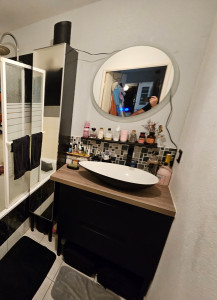 Photo de galerie - Montage , installation meuble de salle de bain avec évacuation + arriver d'eau